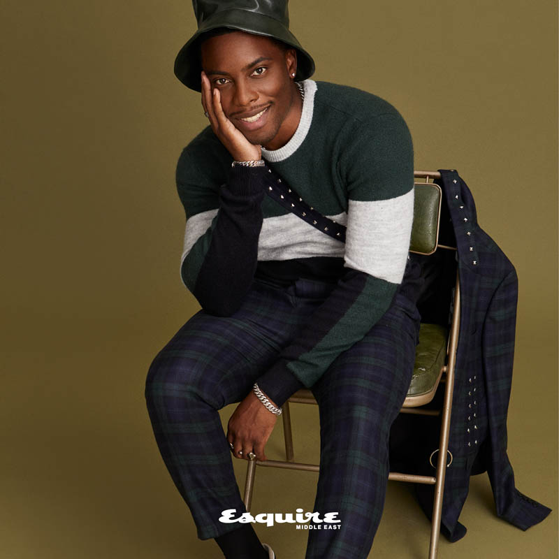 Woody McClain Pays Homage to Chadwick Boseman in Garcon Couture's Lavender  Suit and Jovana Louis Amethyst Bracelets for Esquire Middle East, Styled by  Mickey Freeman – Fashion Bomb Daily