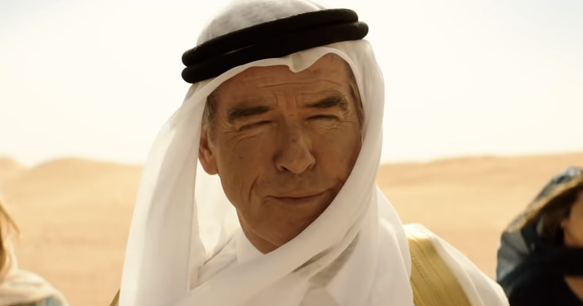Pierce Brosnan wears a kandora in Abu Dhabi in new Misfits trailer -  Esquire Middle East
