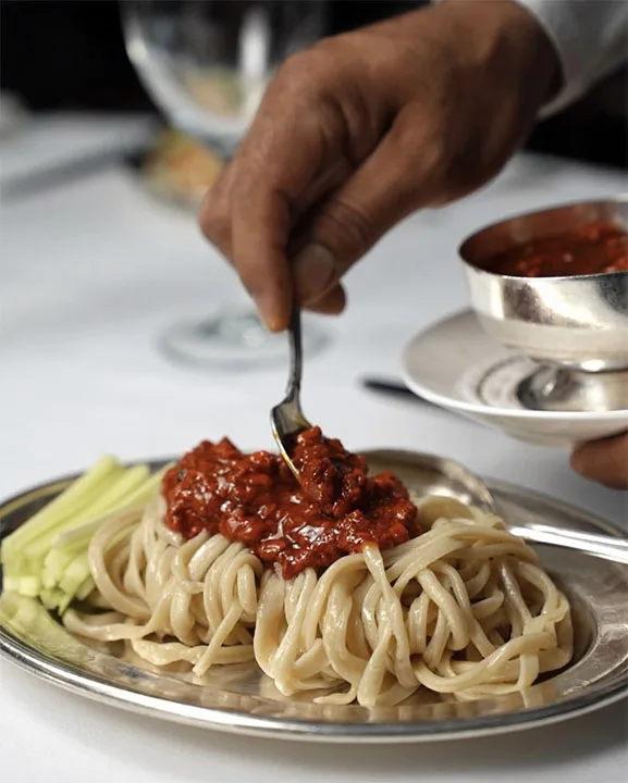 Mr Chow Dubai serving hand pulled Beijing noodles