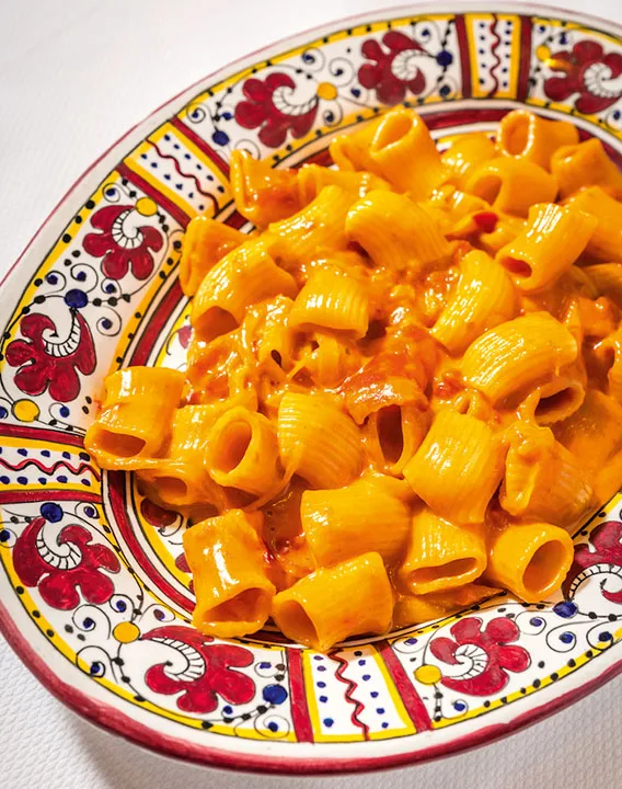 Carbone spicy rigatoni pasta dish